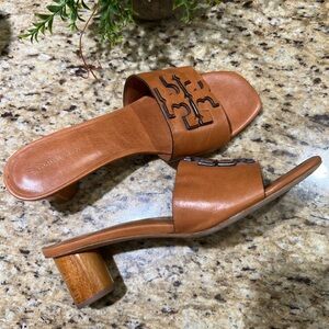 Tory Burch Ines Mule Tan Leather Sandals 9.5M